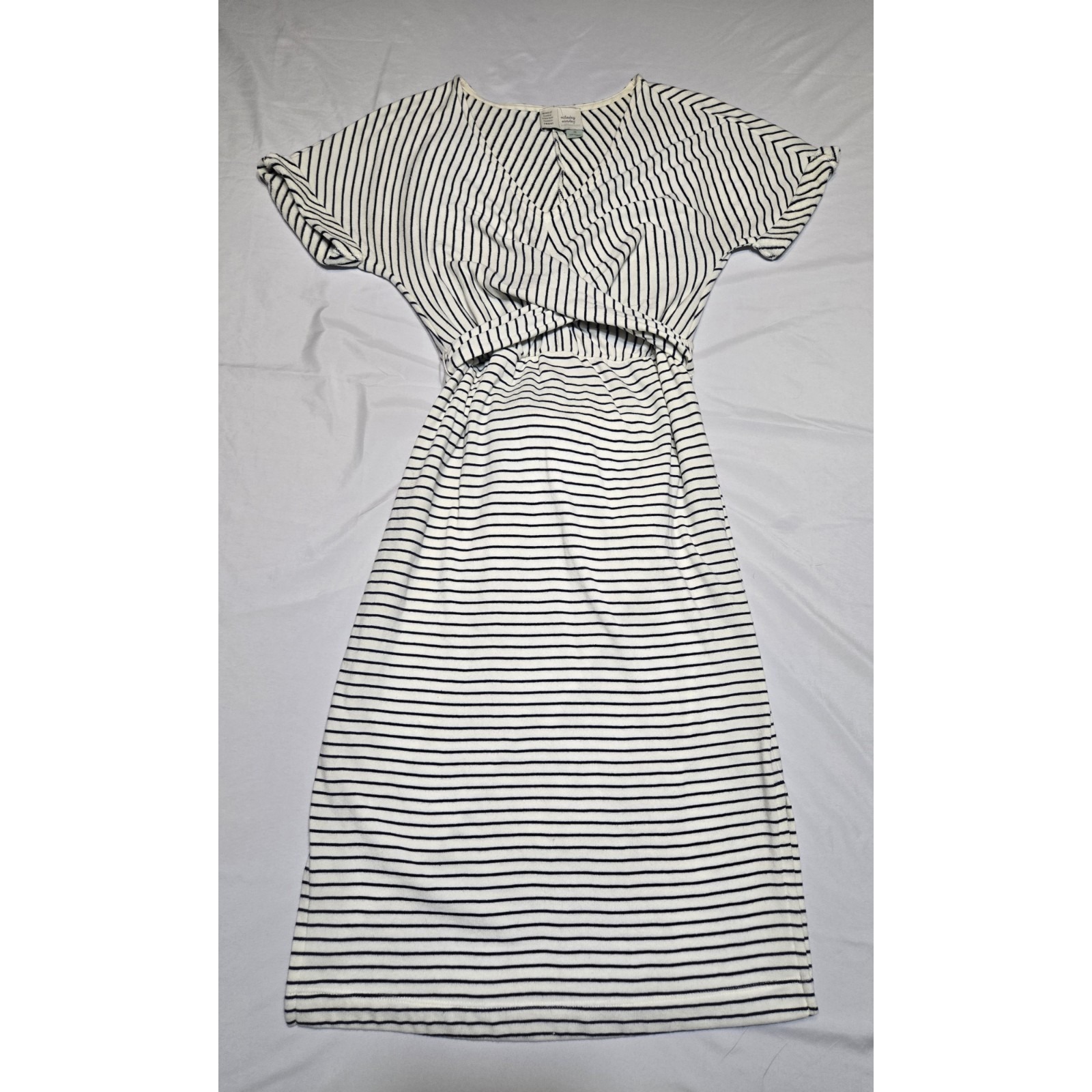 Anthropologie Saturday Sunday Striped Terry Cotton Dress Womens Xs Wrap Tie